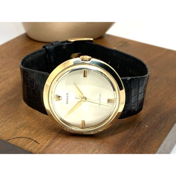 Rolex Men's Watch 9996 Vintage Swiss Mechanical 18k Gold Case Silver Dial 36mm - Picture 7 of 13